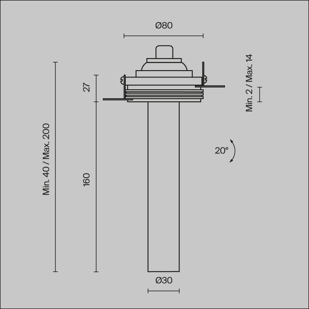 Встраиваемый светильник Technical C140TRS-L200-7W3K-W
