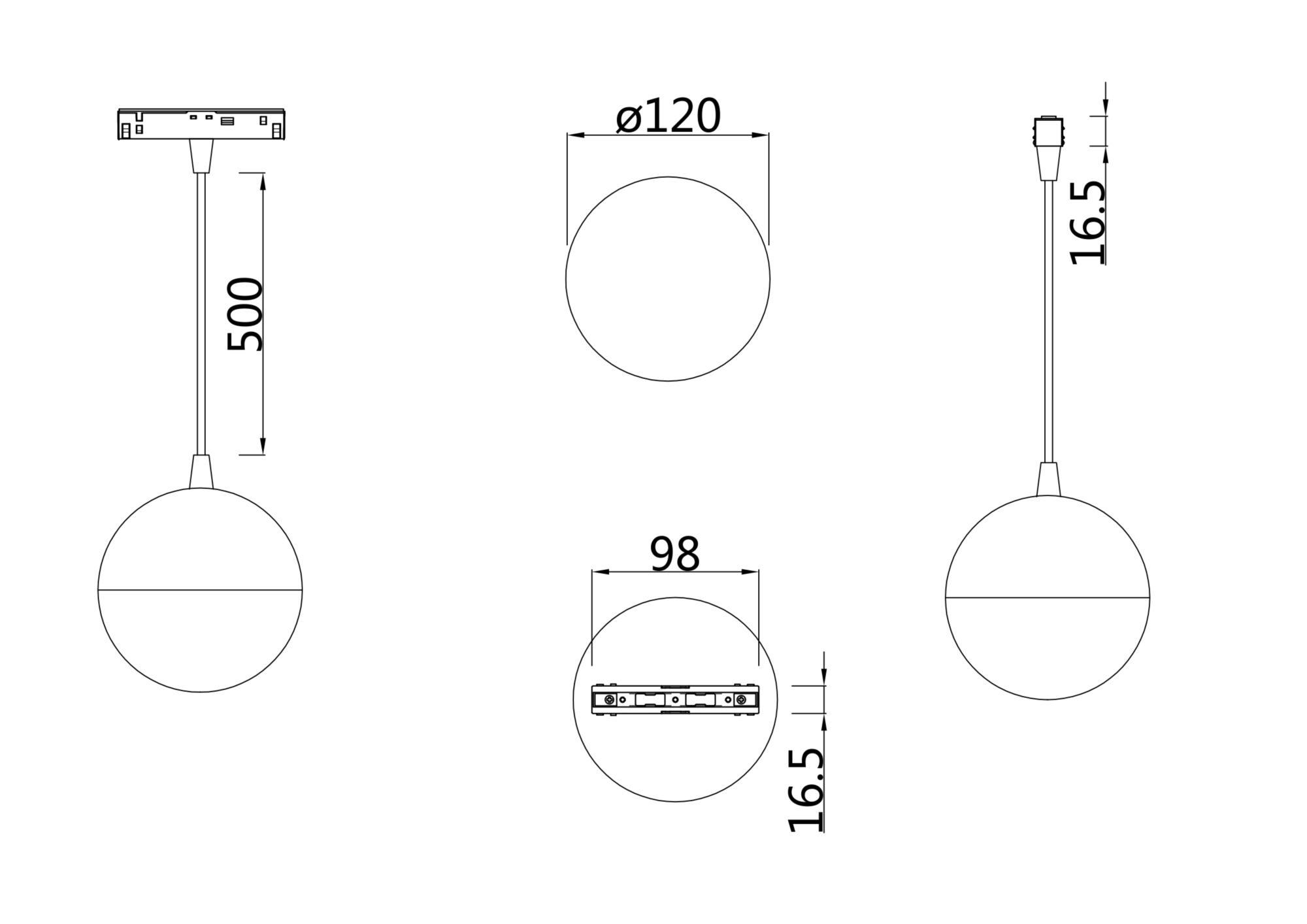 Трековый подвесной светильник Technical TR018-2-10W4K-B