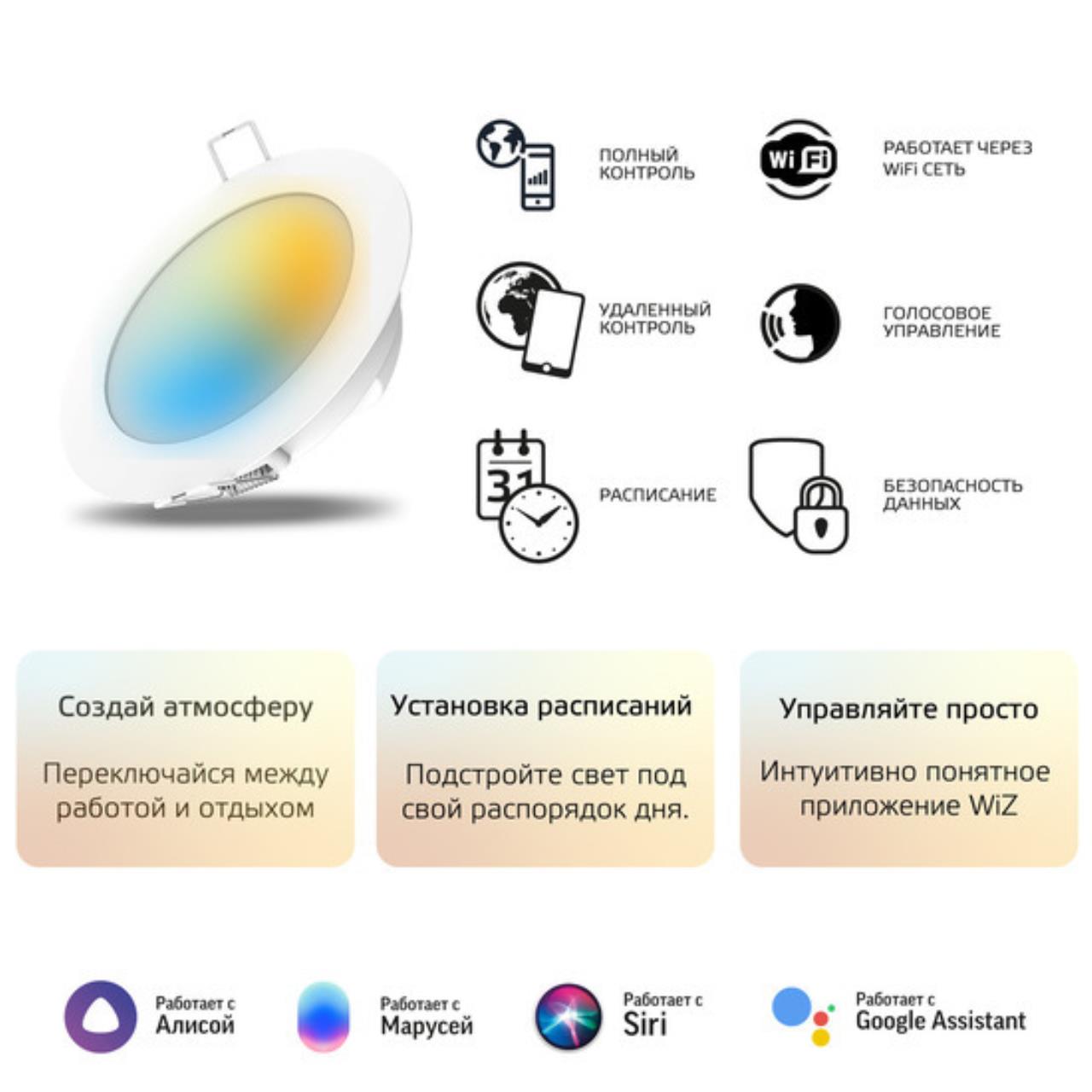 2030122 Светильник светодиодный Gauss Smart Home DIM+CCT 7 Вт 1/30