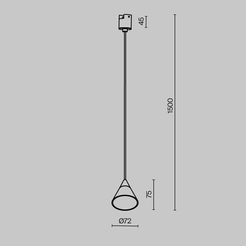 Трековый подвесной светильник Technical TR166-1-7W3K-M-B