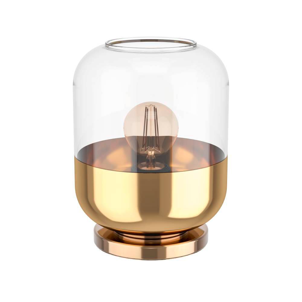 900552 Настольная лампа MARYVILLA, 1X40W, E27, H230, Ø170, основание: Ø130, сталь, черный, бронзовый/матовое стекло, прозрачный, золотой