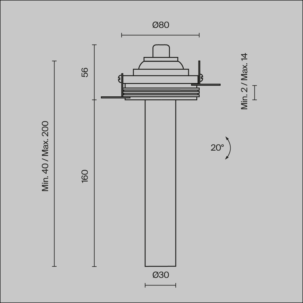 Встраиваемый светильник Technical C140TRS-L200-7W4K-B