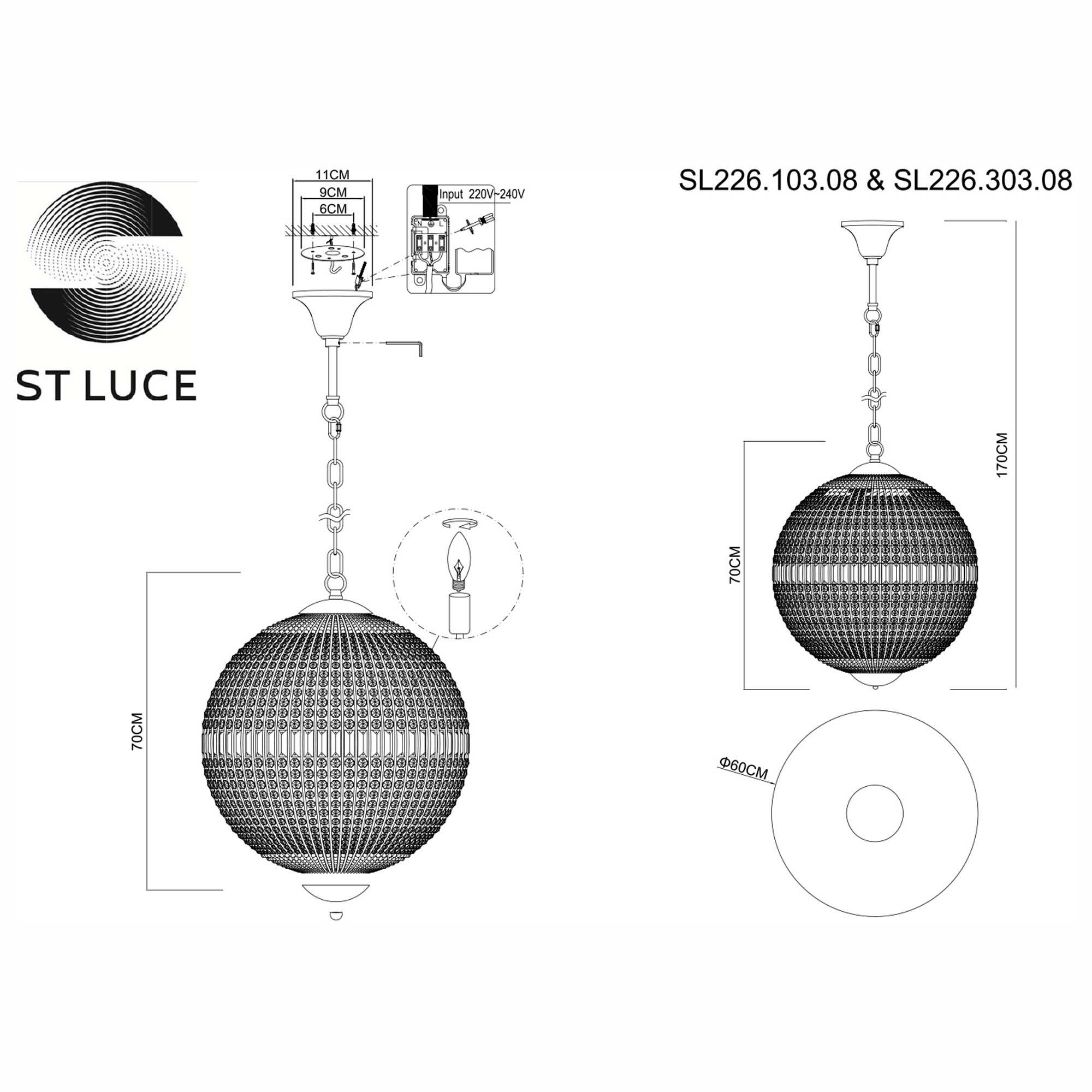 SL226.103.08 Люстра подвесная ST-Luce Хром/Прозрачный E14 8*40W