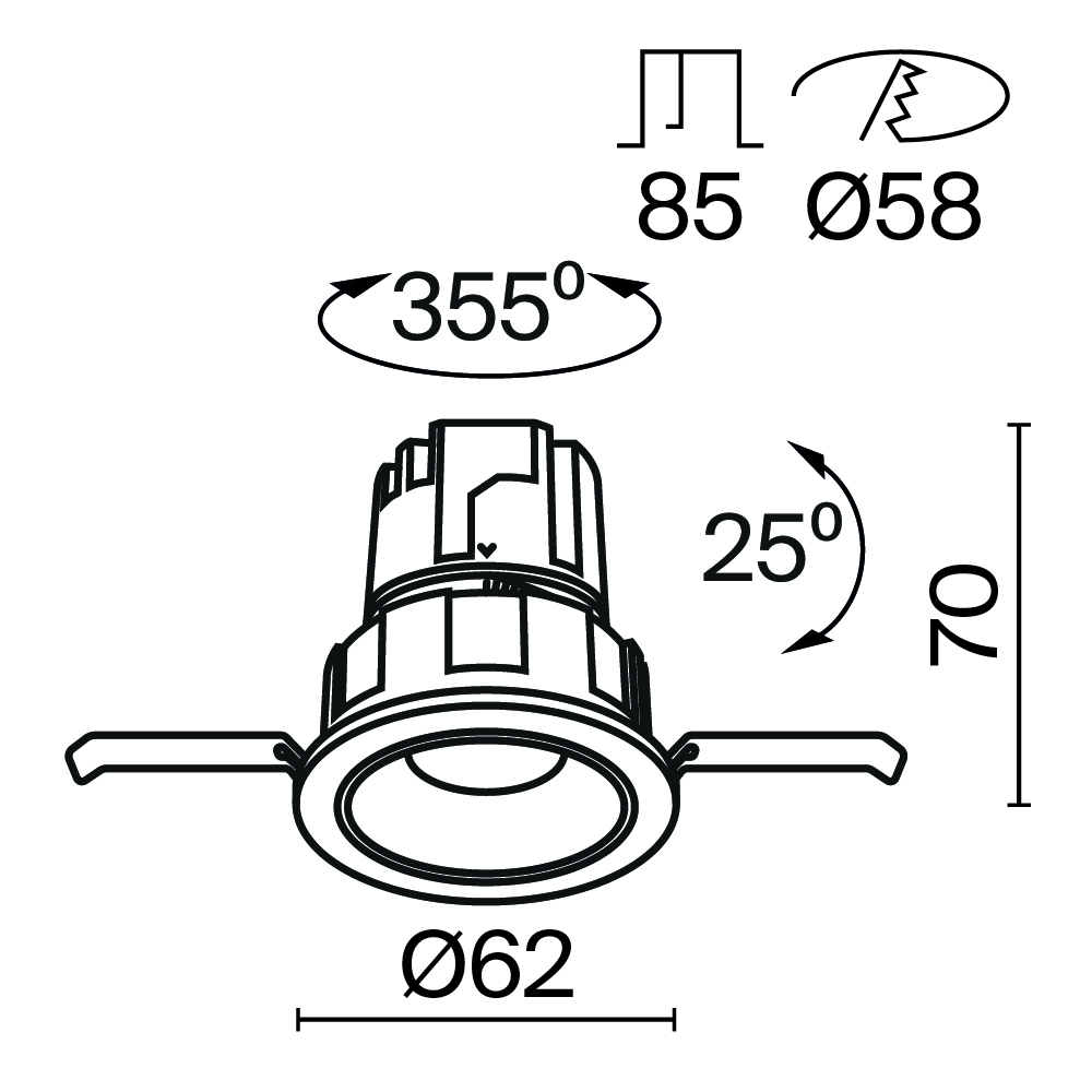 Встраиваемый светильник Technical DL057-7W4K-B