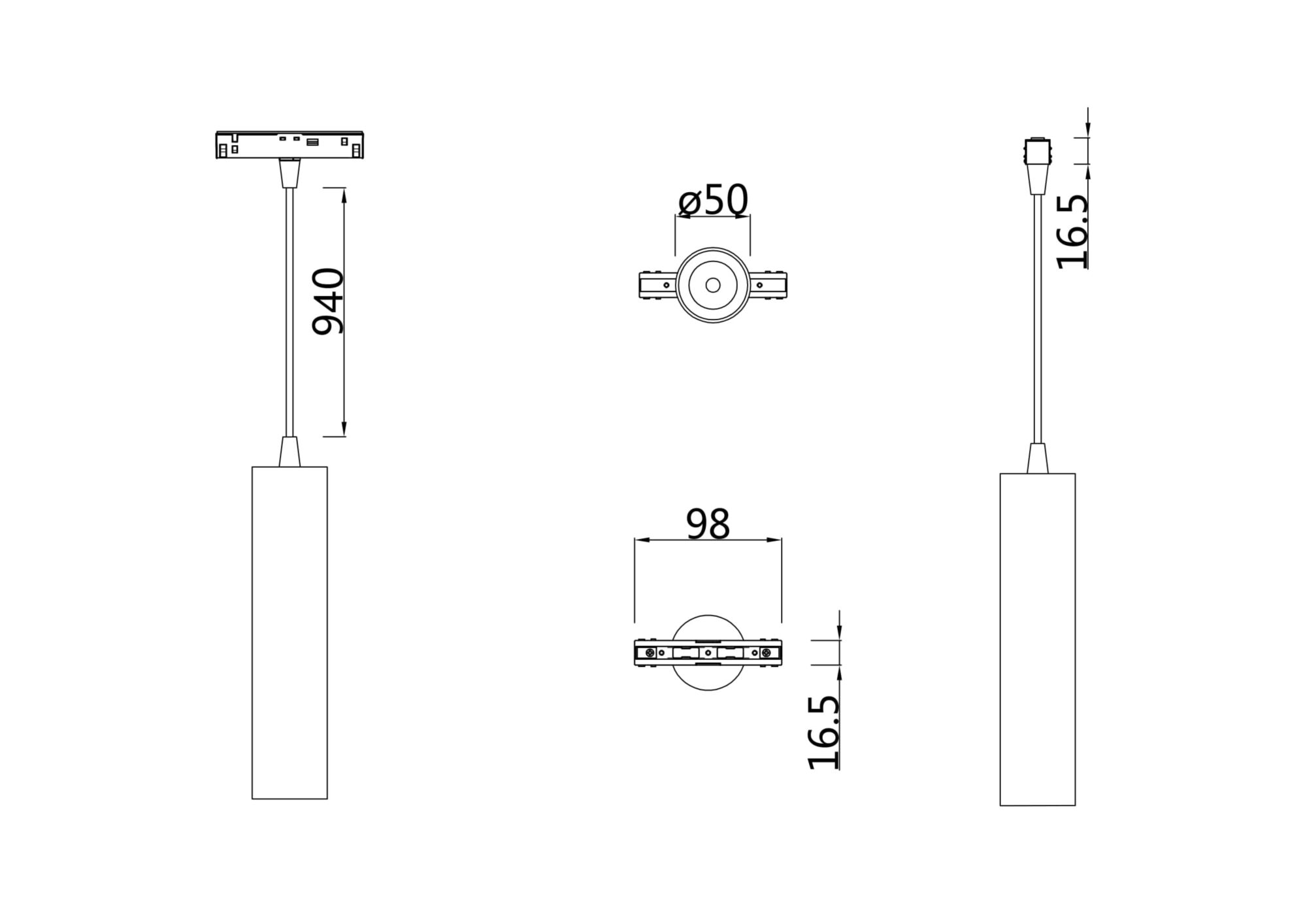Трековый подвесной светильник Technical TR016-2-12W3K-W